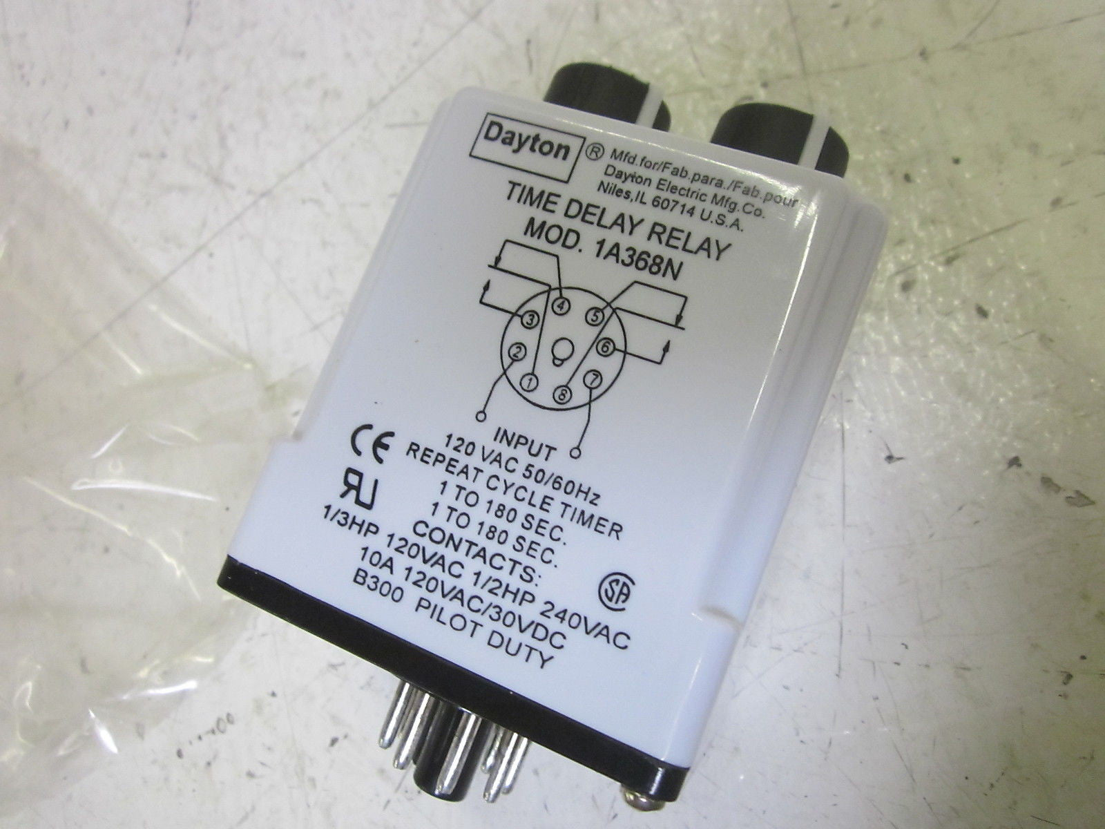 DAYTON IA368N TIME DELAY RELAY 1-180 SEC. 120VAC *NEW IN BOX*