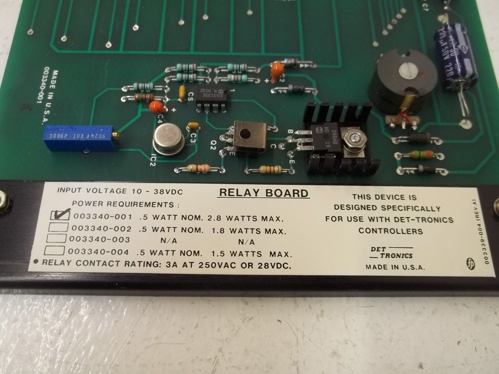 DET-TRONICS 003340-001 RELAY BOARD *NEW NO BOX*