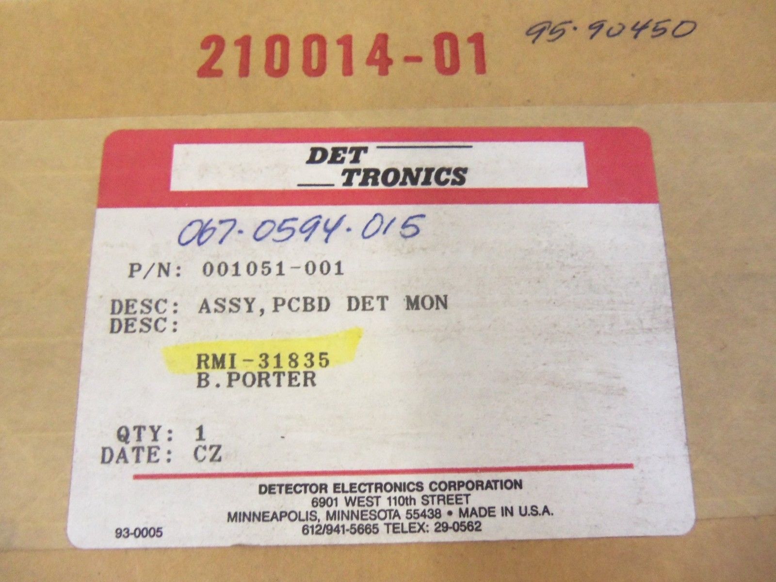 DET TRONICS 001051-001 *FACTORY SEALED*