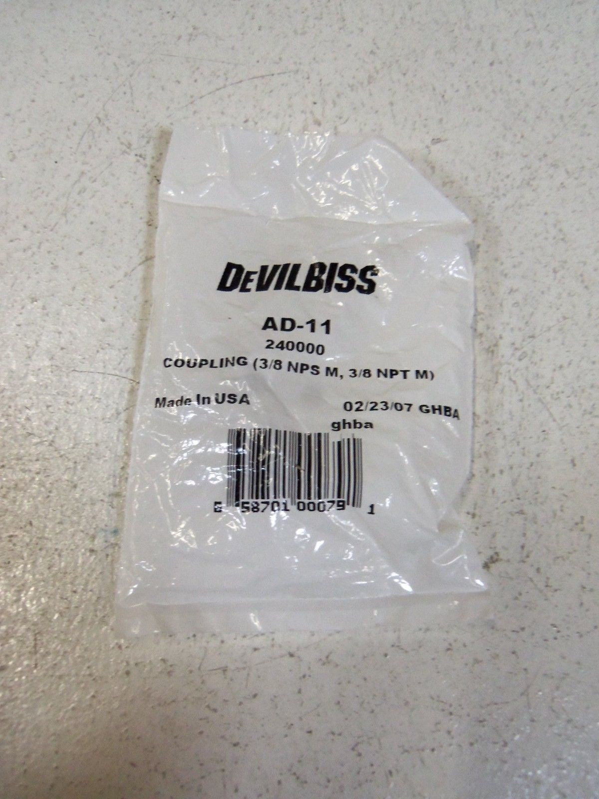 DEVILBISS COUPLING AD-11 *NEW IN FACTORY BAG*