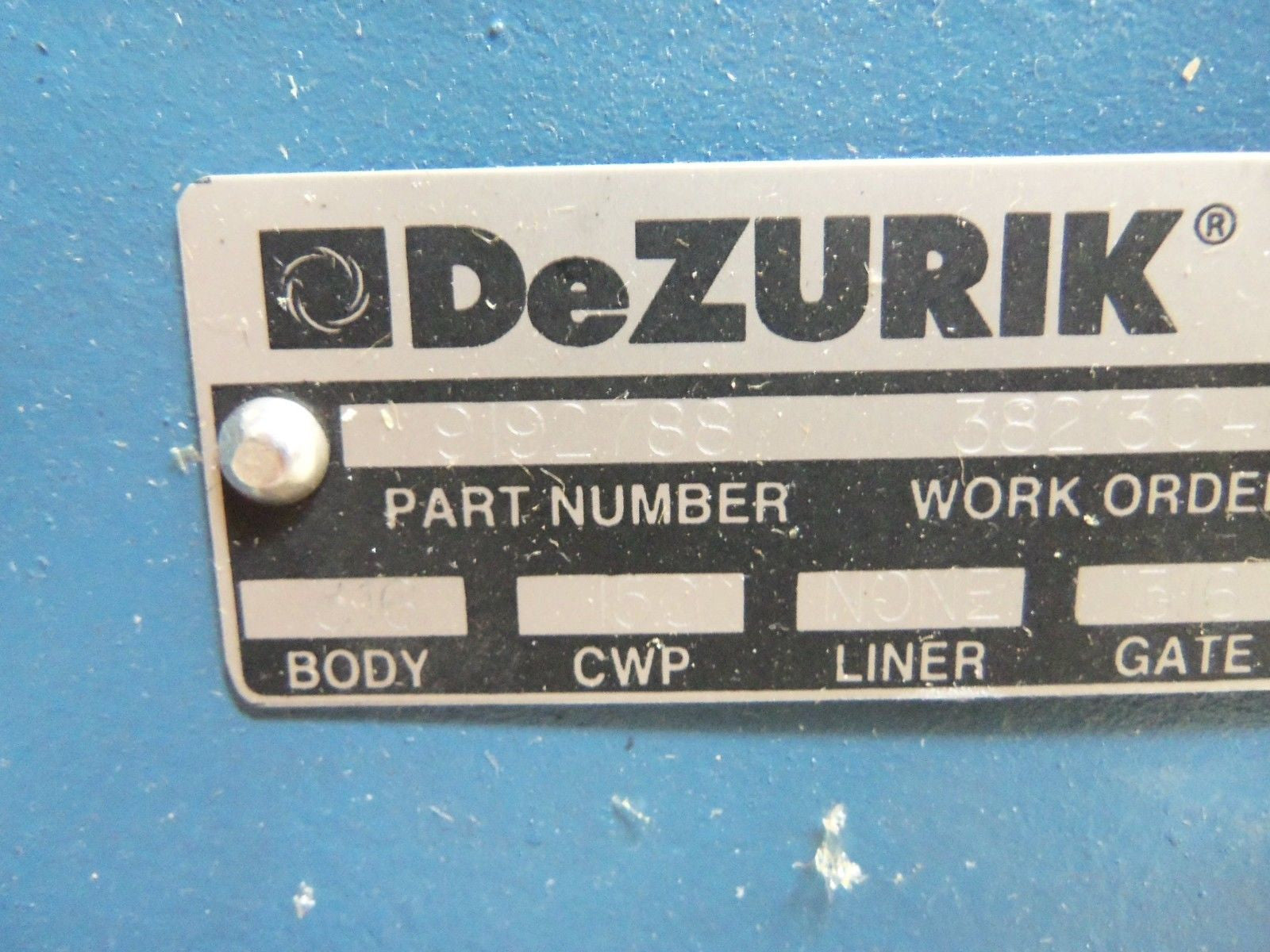 DEZURIK 9192788 VALVE *USED*