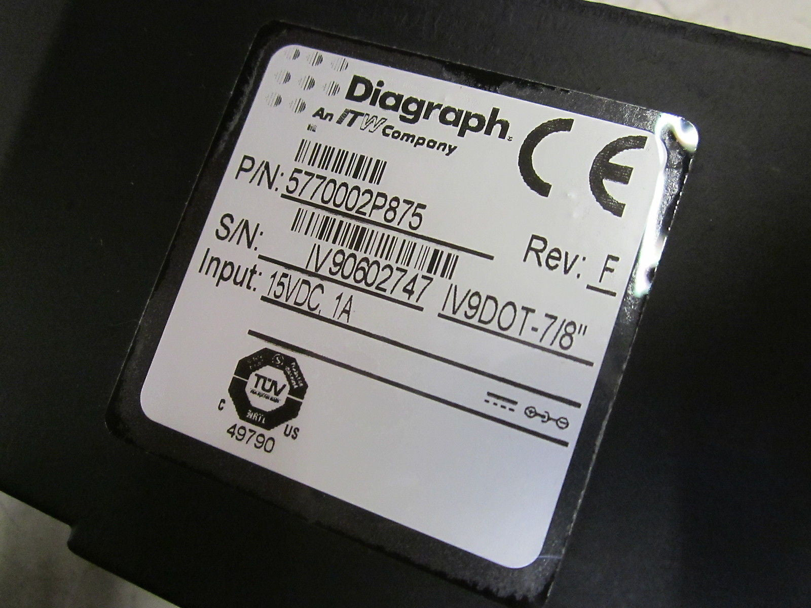 DIAGRAPH IV9DOT-7/8" INK JET PRINT HEAD 5770002P875 REV.F 15V*NEW NO BOX*