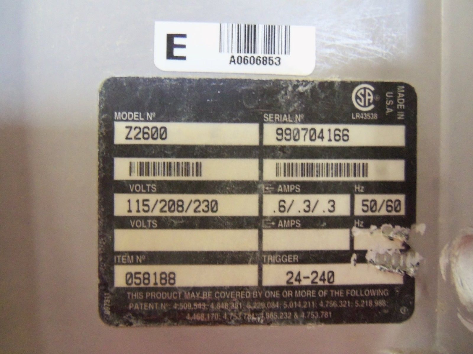 DIVERSEY VISION SERIES XT70 RESET TIMER Z2600 *USED*