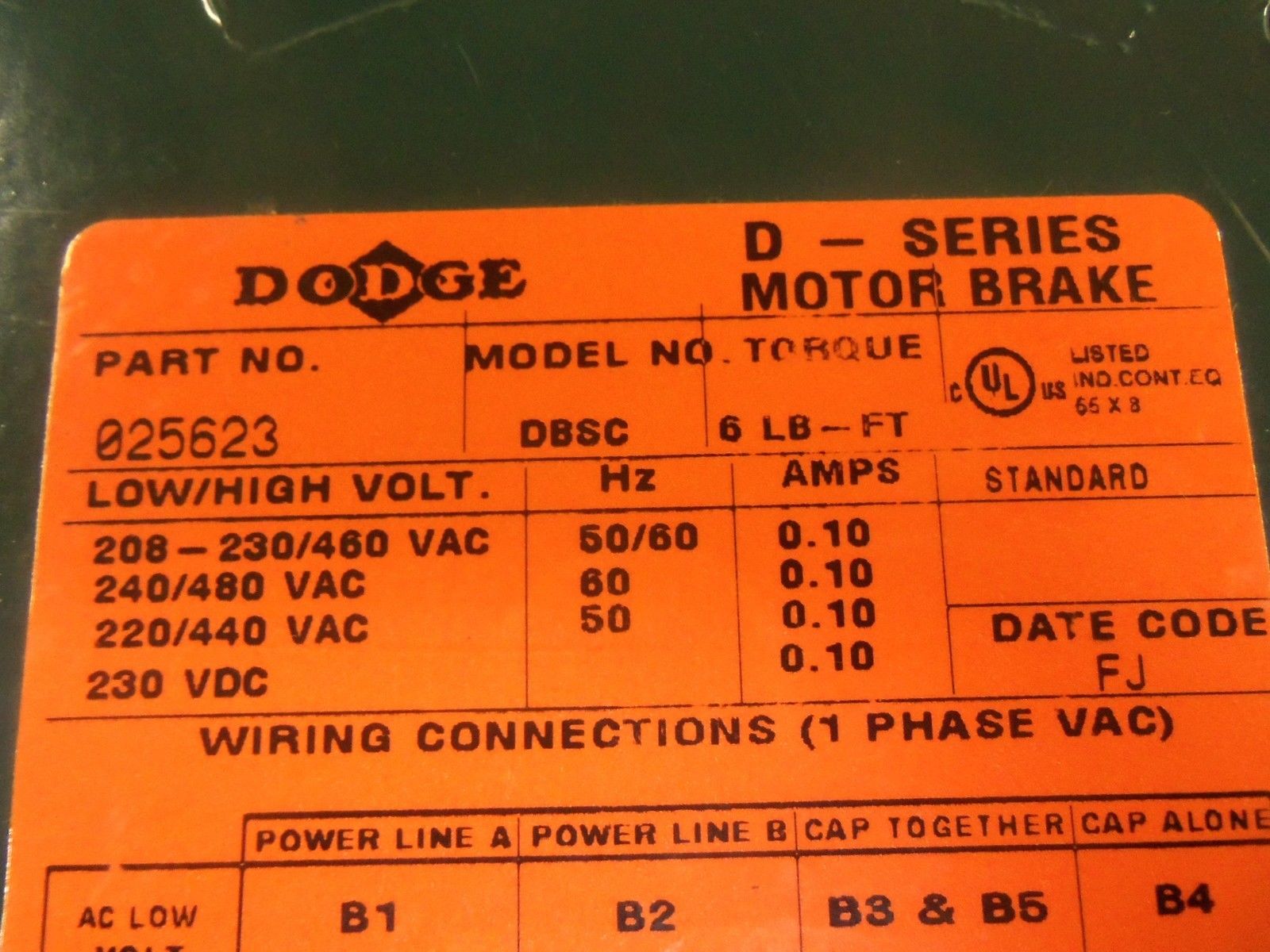 DODGE 025623 DBSC-6 MOTOR BRAKE *NEW IN BOX*