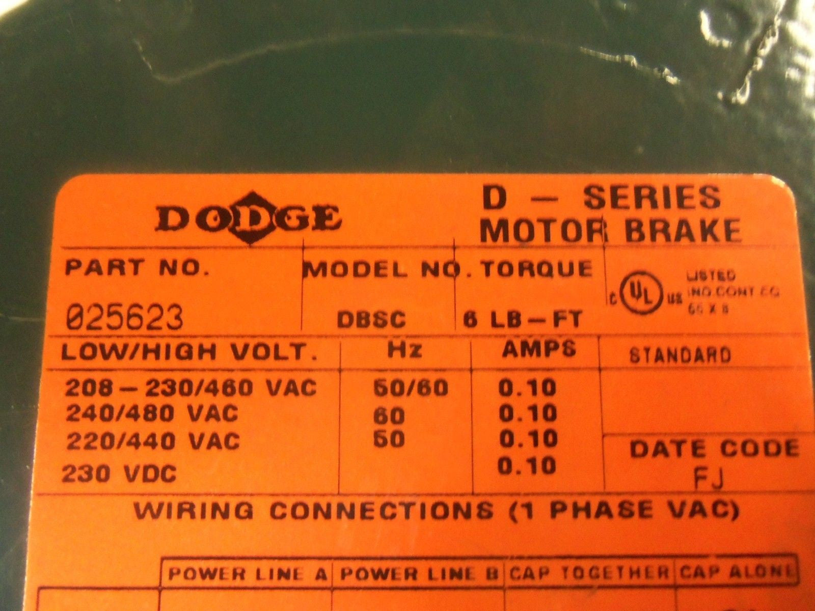 DODGE 025623 DBSC-6 MOTOR BRAKE *USED*