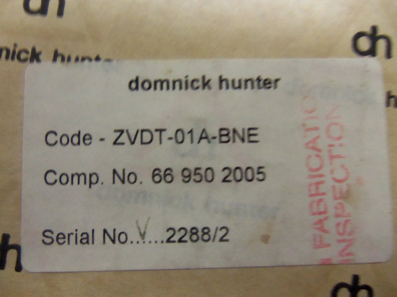 DOMNICK HUNTER ZVDT-01A-BNE FILTER 66 950 2005 *NEW IN BOX*