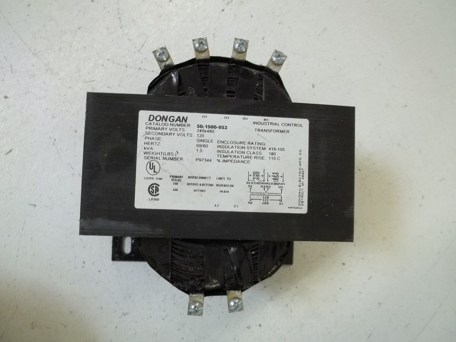 DONGAN 50-1500-053 TRANSFORMER 120V *USED*