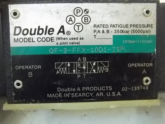 DOUBLE A QF-3-FFX-10D1-TSPL SOLENOID VALVE *USED*