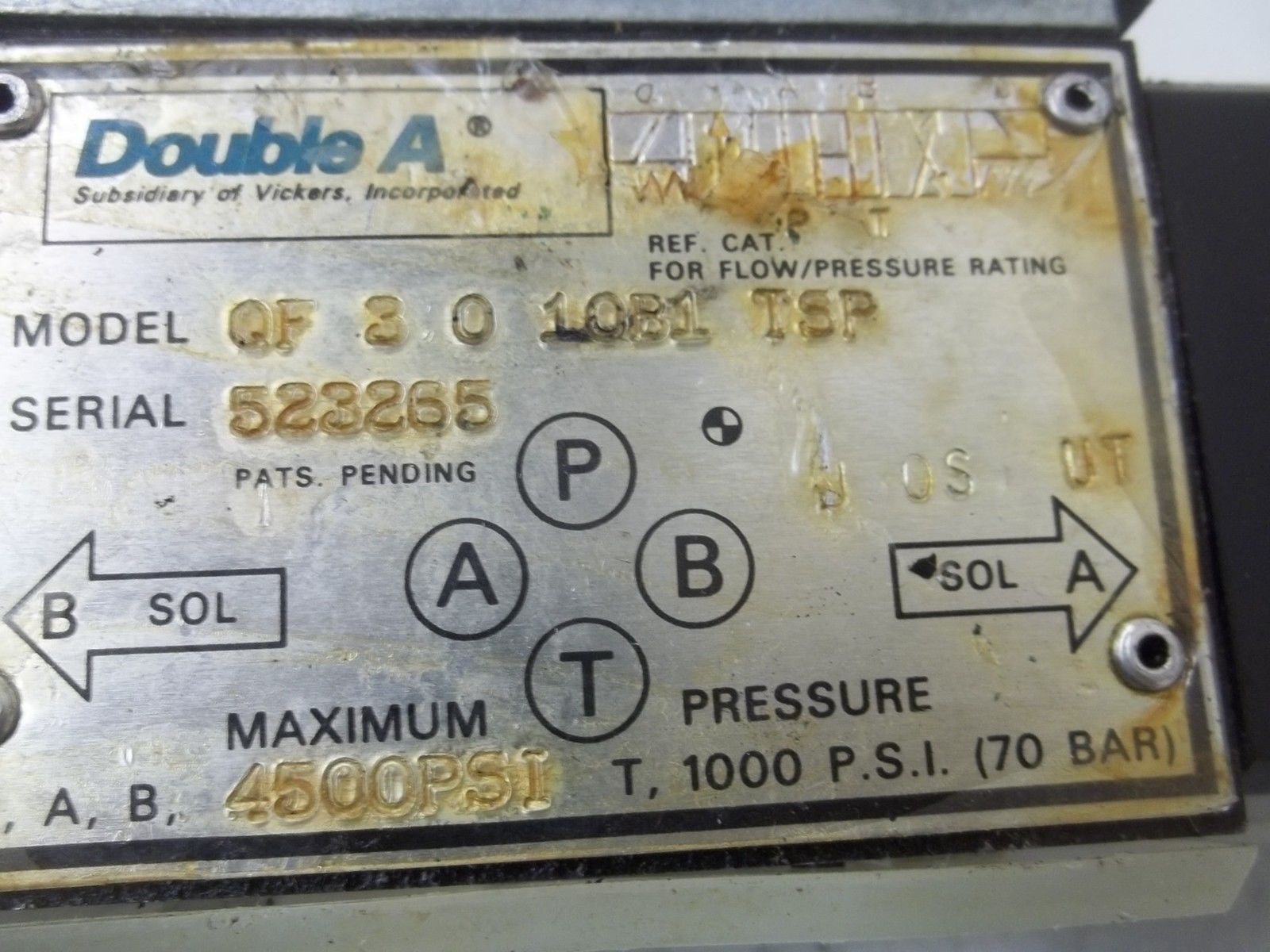 DOUBLE A QF 3 0 10B1 TSP SOLENOID VALVE *USED*