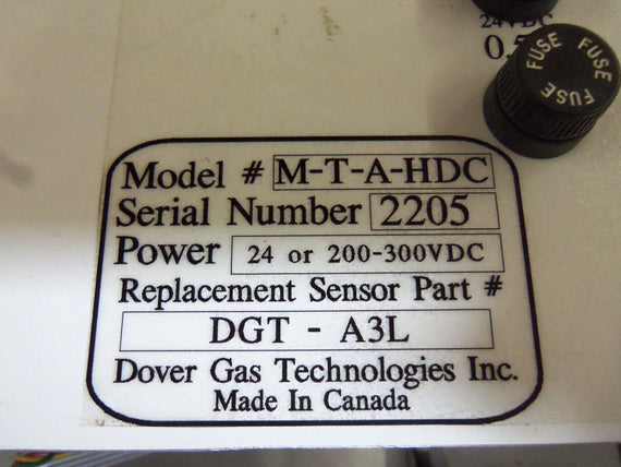 DOVER GAS TECHNOLOGIES M-T-A-HDC SENSOR *USED*