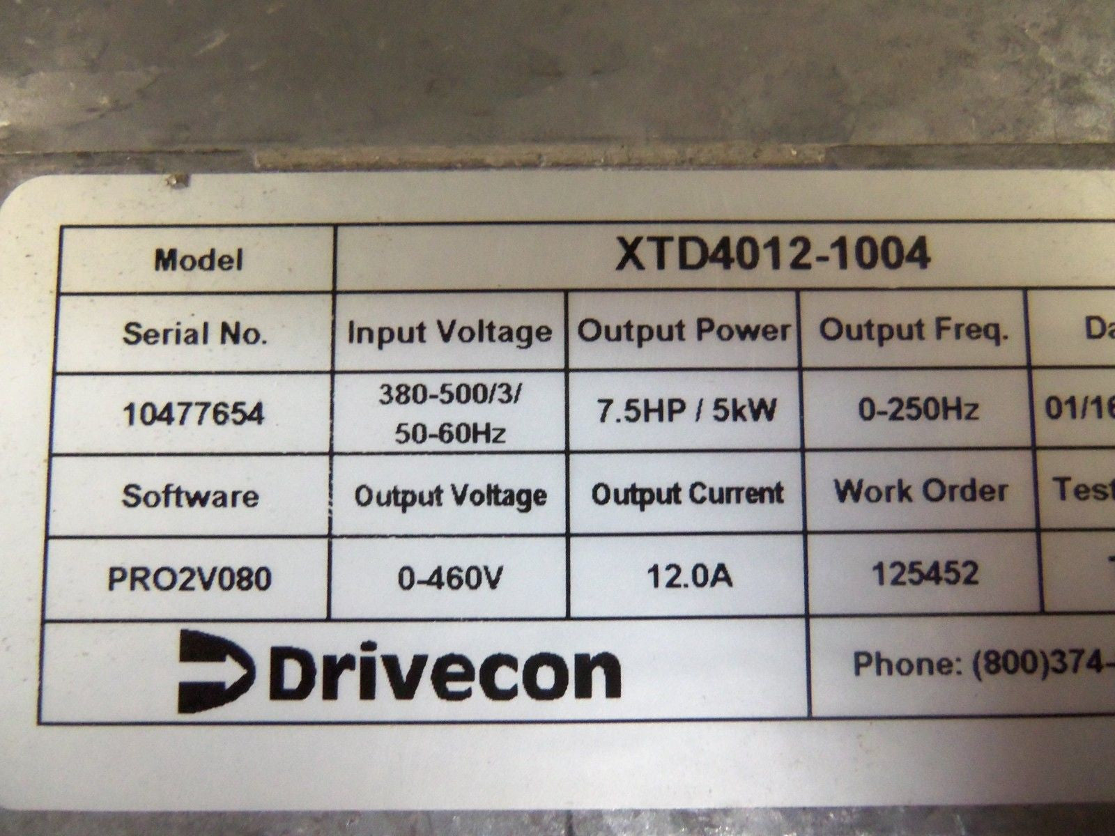 DRIVECON XTD4012-1004 DRIVE *USED*