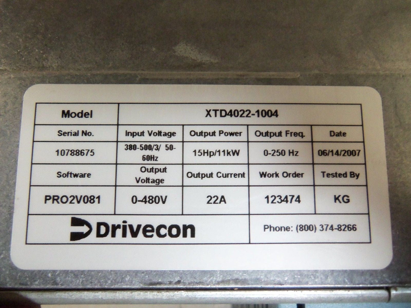 DRIVECON XTD4022-1004 DRIVE *USED*