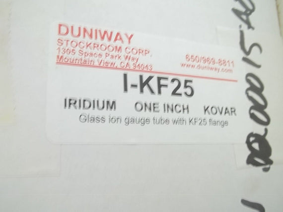 DUNWAY I-KF25 GLAS ION GAUGE TUBE WITH KF25 FLANGE *NEW IN BOX*