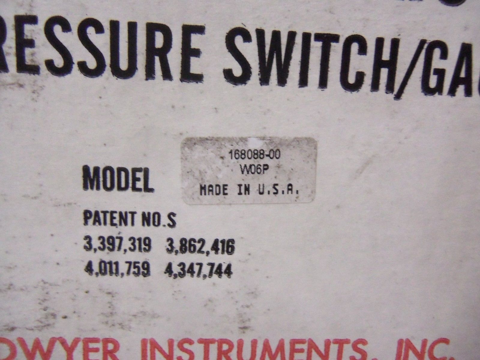 DWYER 168088-00 W06P *FACTORY SEALED*