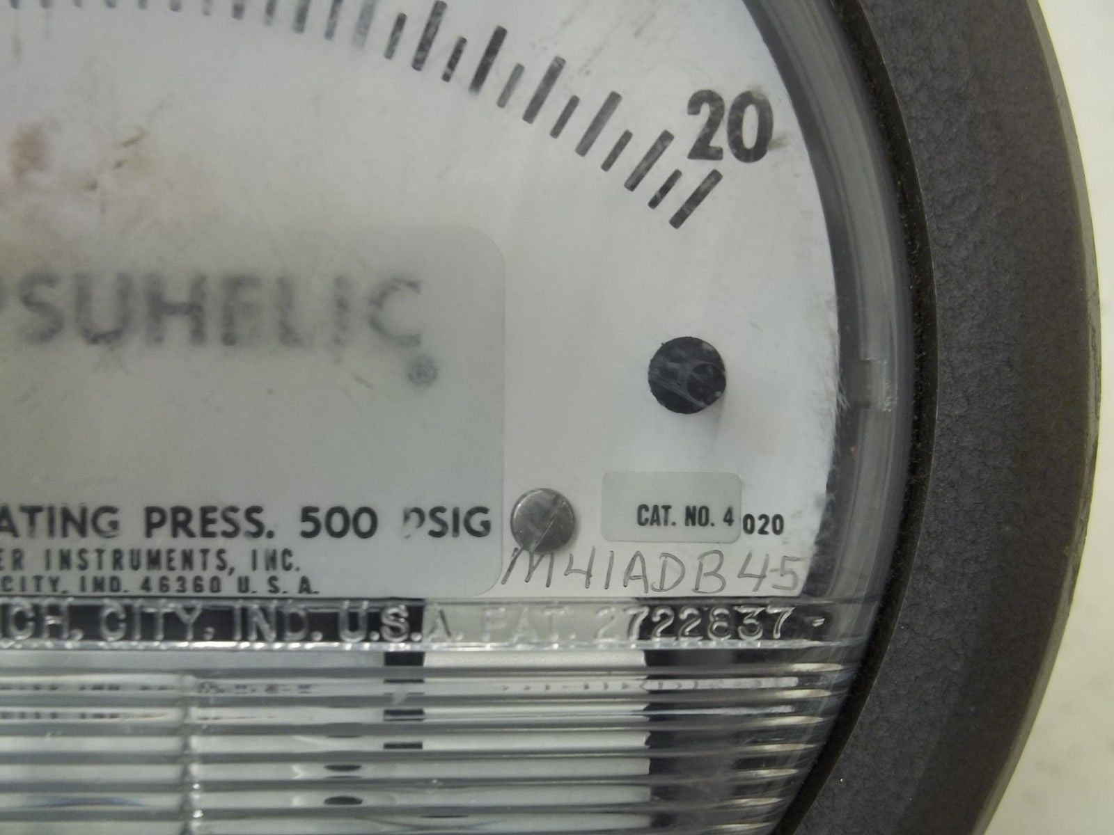 DWYER 4020 PRESSURE GAUGE 0-20 *USED*