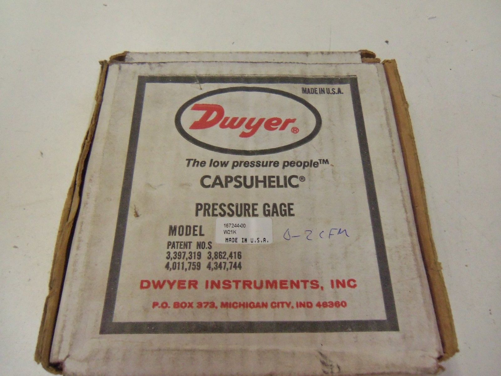 DWYER PRESSURE GAGE 167244-00 *NEW IN BOX*