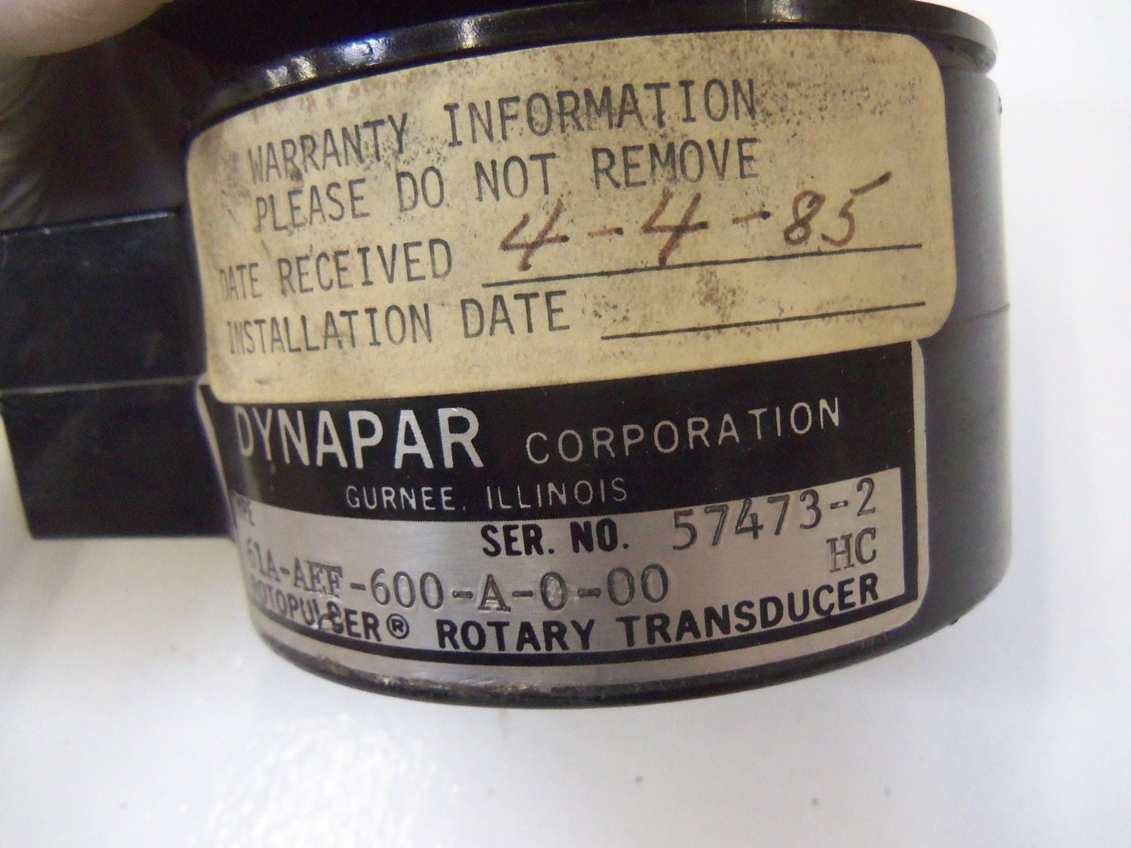 DYNAPAR 61A-AEF-600-A-0-00 W/ 83-12X.5 *USED*