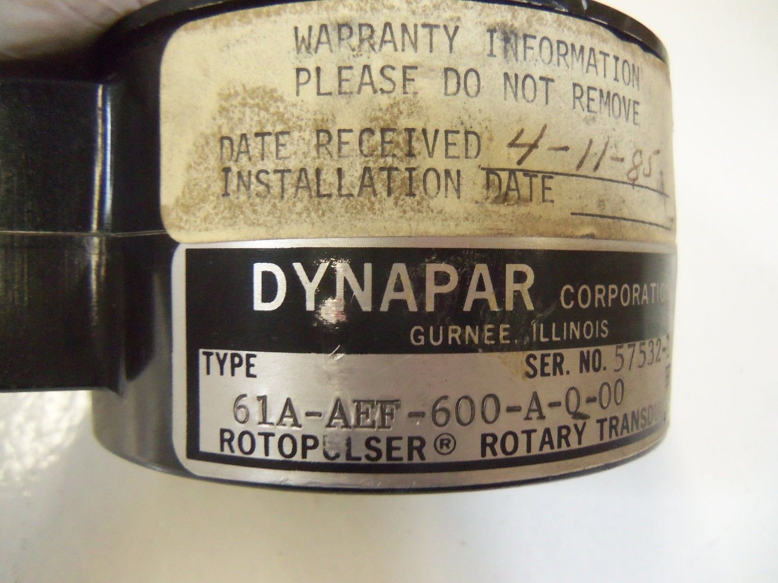 DYNAPAR 61A-AEF-600-A-Q-00 *USED *