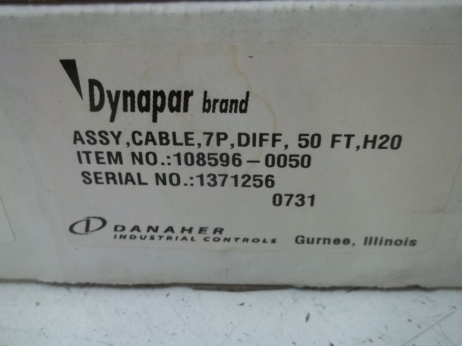 DYNAPAR CONTROLS 108596-0050 ASSY, CABLE 50FT. *NEW IN BOX*