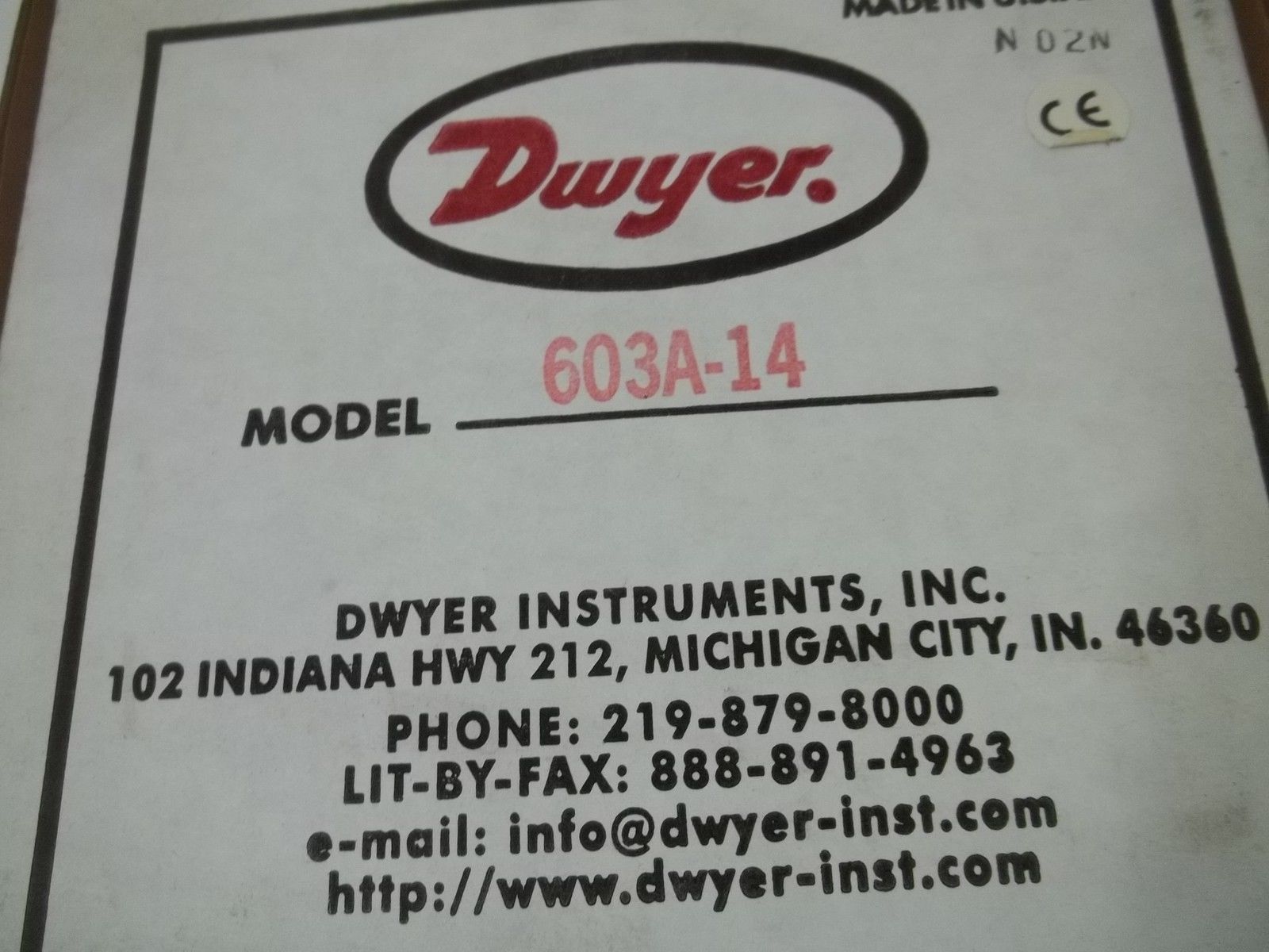 DWYER 603A-14 PRESSURE TRANSMITTER *NEW IN BOX*