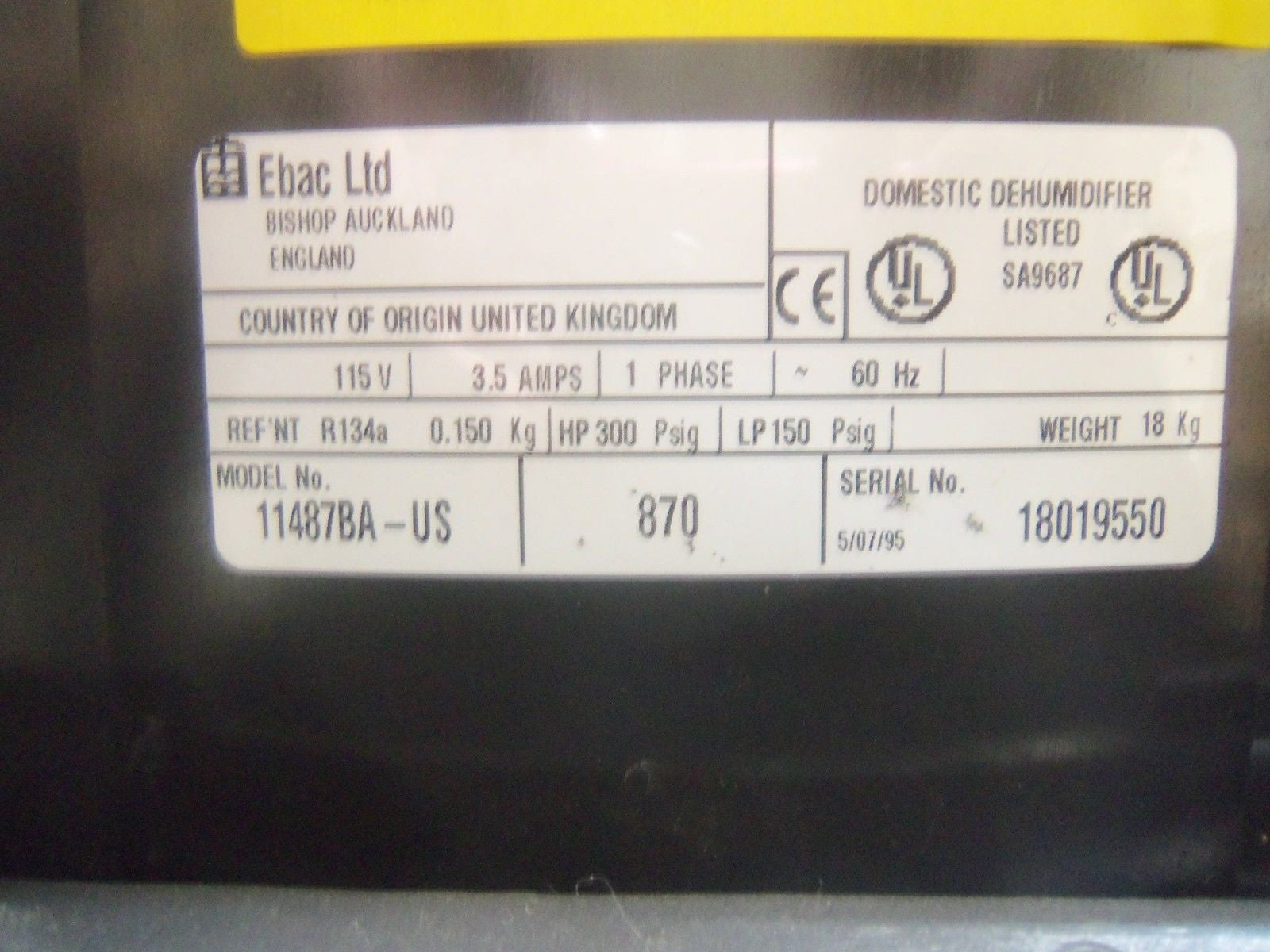 EBAC 11487BA-US *USED*