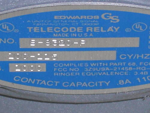 EDWARDS TELECODE RELAY B-8320-P *NEW NO BOX*