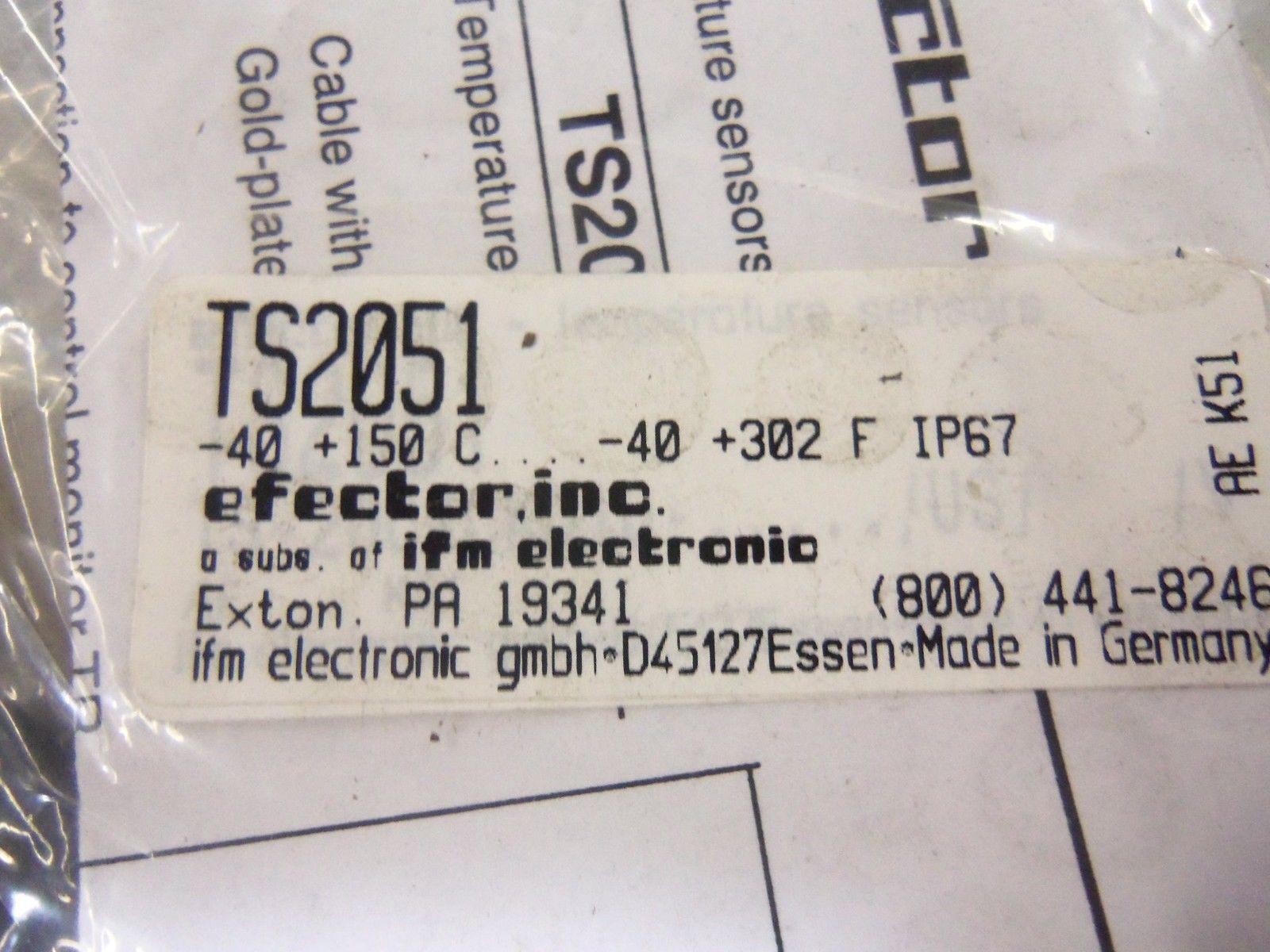IFM EFECTOR TS2051 TEMPERATURE SENSOR *NEW IN FACTORY BAG*
