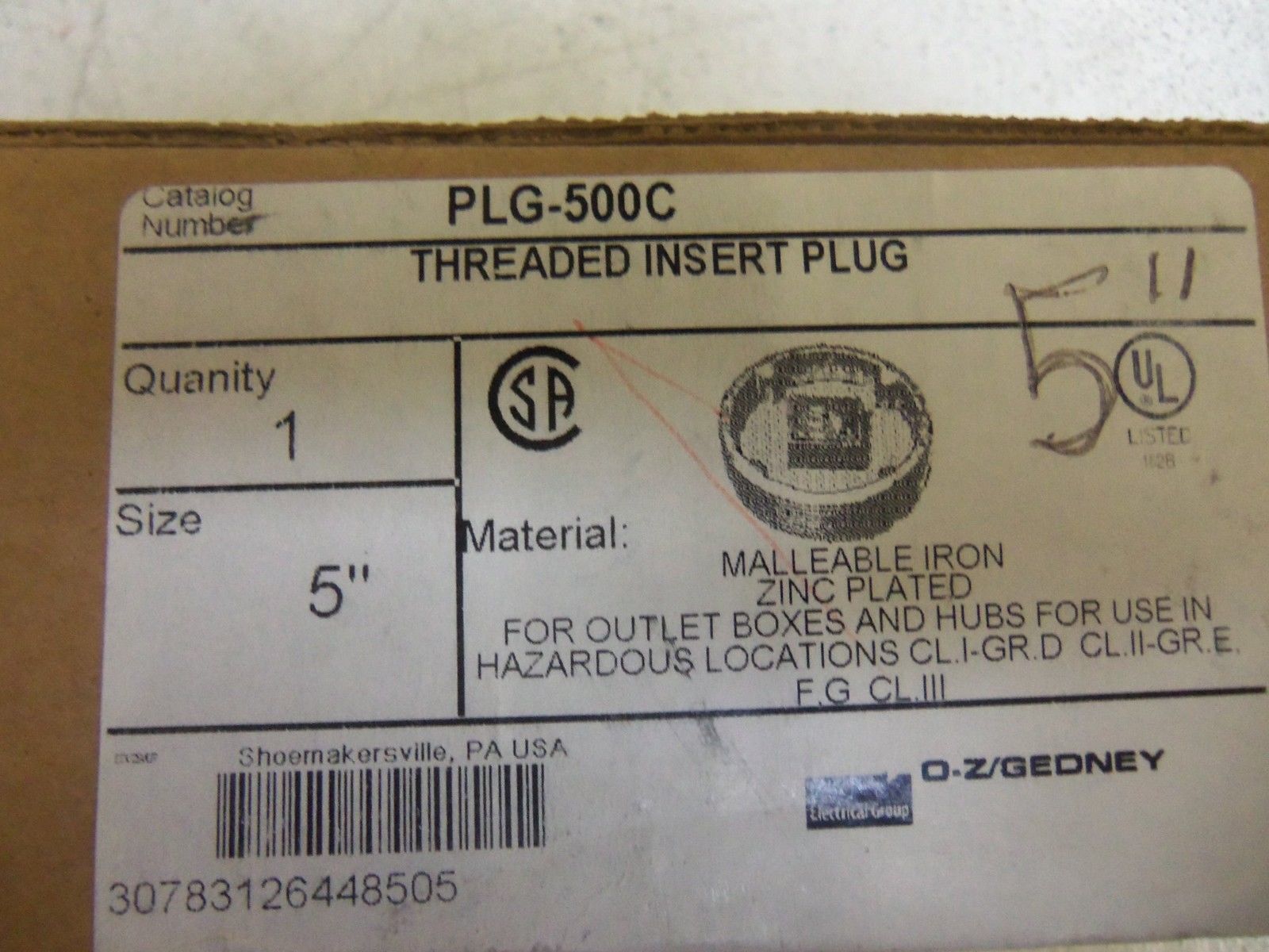 EGS PLG-500C CONDUIT *NEW IN BOX*