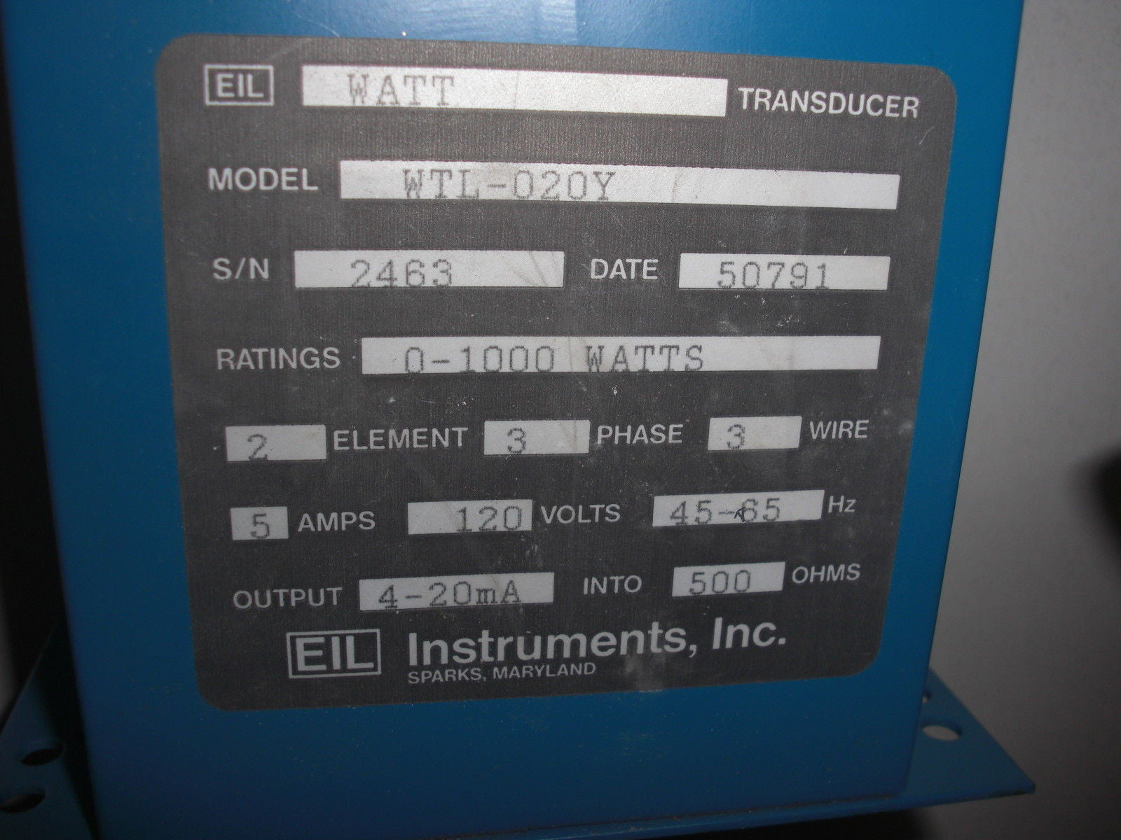 EIL INSTRUMENTS WTL-0Z0Y TRANSDUCER *NEW IN BOX*