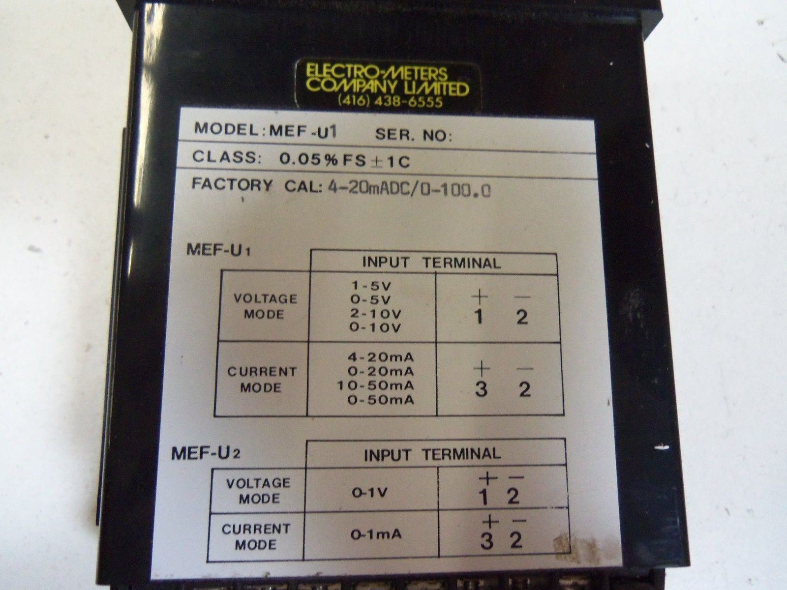 ELECTRO-METERS COMPANY LIMITED MEF-U1 *NEW IN BOX*