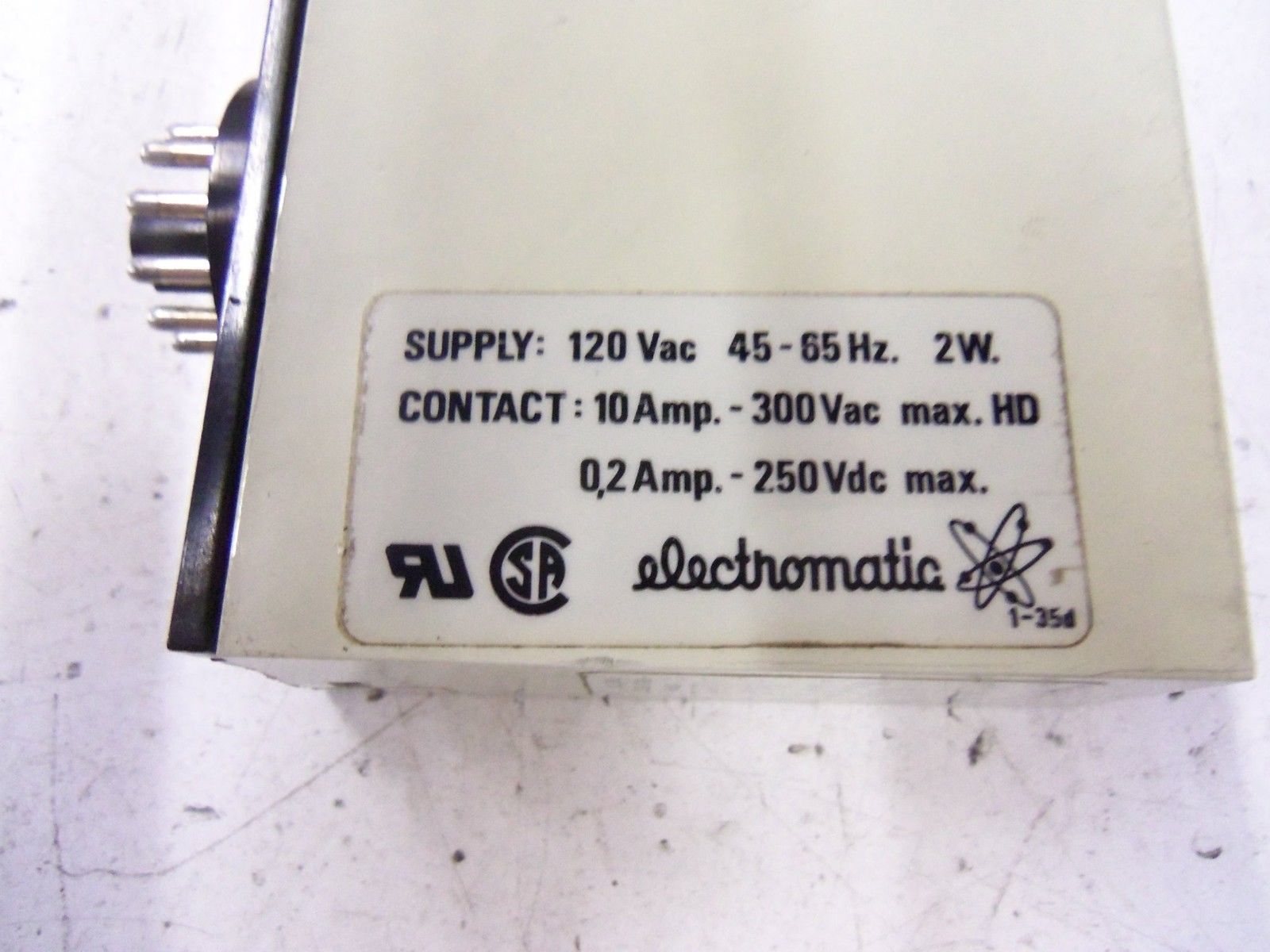 ELECTROMATIC S-SYSTEM SB 165 120 INTERNAL TIMER RELAY *USED*