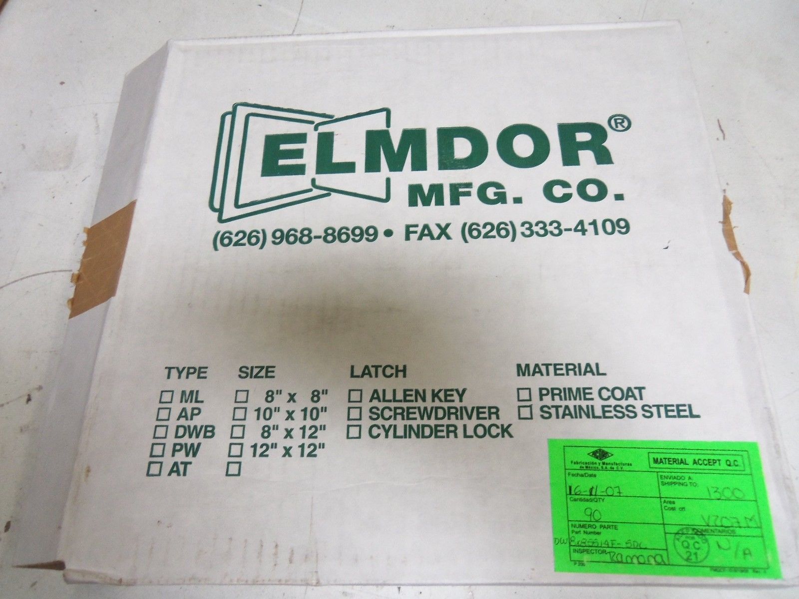 ELMDOR DW8X8SS14F-SDL *NEW IN BOX*