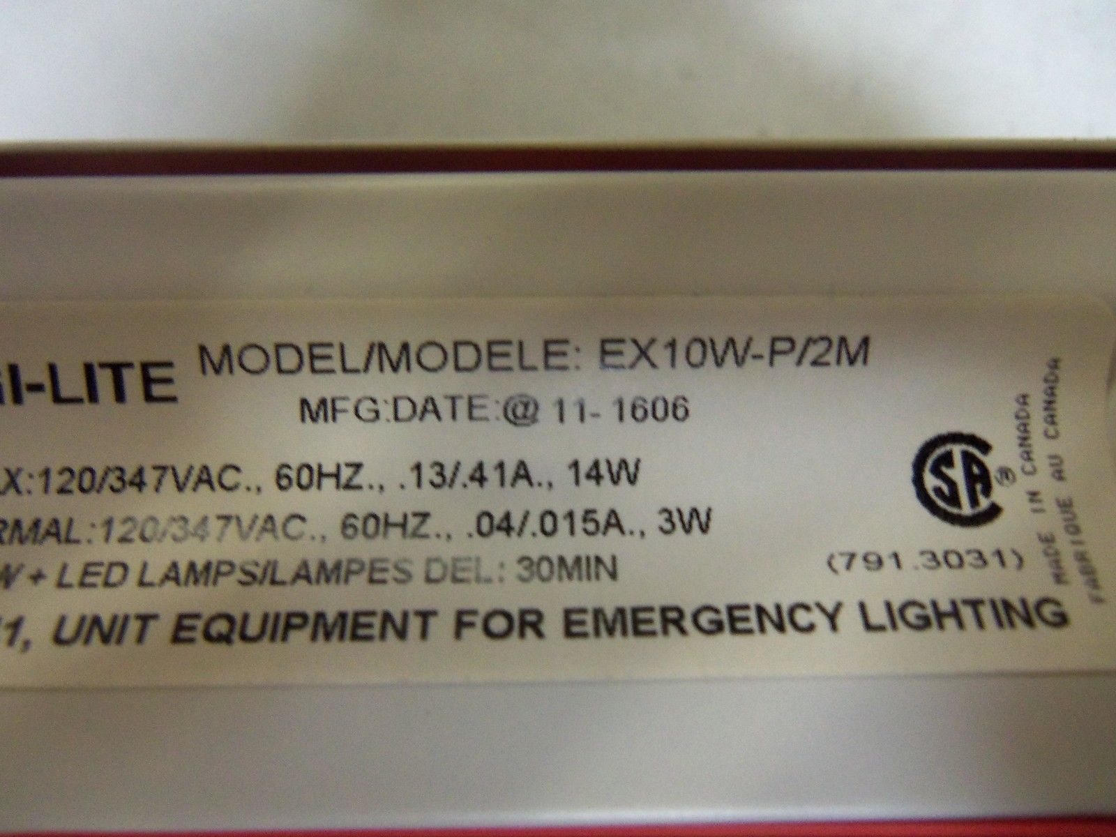 EMERGI-LITE EX10W-P/ZM *NEW IN BOX*