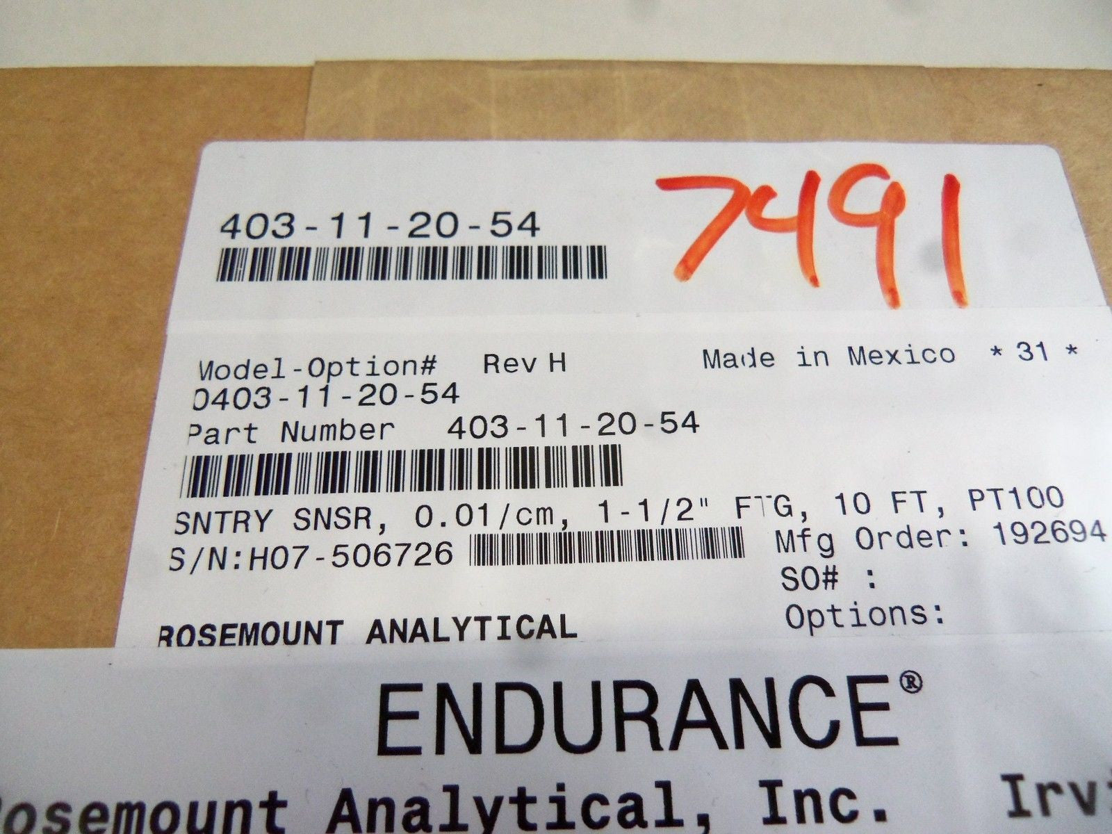 ROSEMOUNT 403-11-20-54 PROBE *NEW IN BOX*