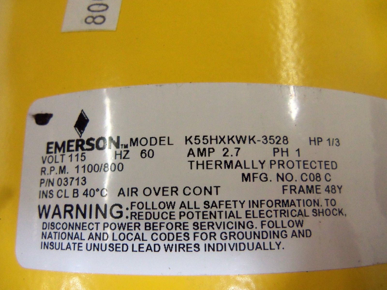 EMERSON K55HXKWK-3528 MOTOR *USED*