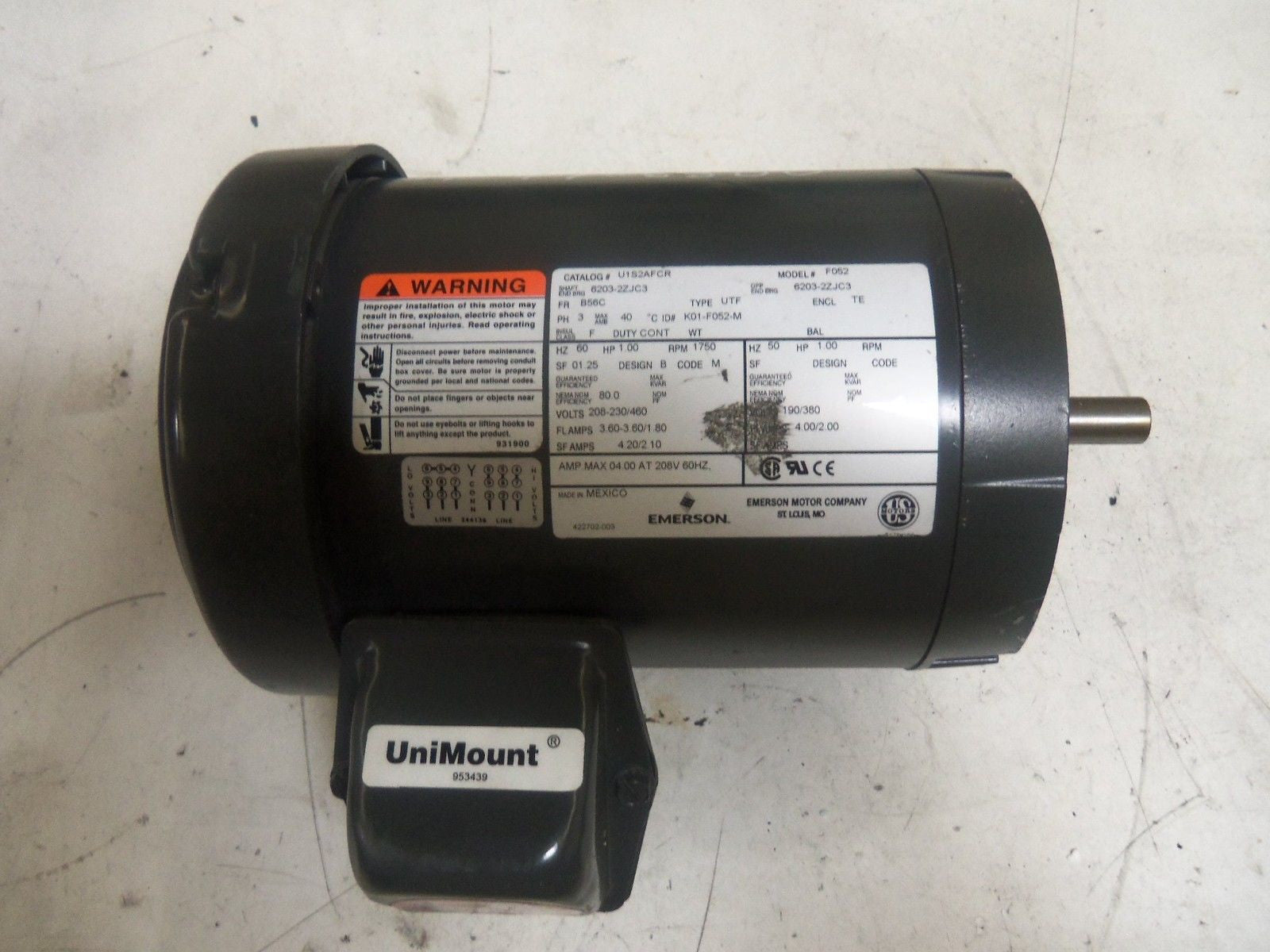 EMERSON U1S2AFCR MOTOR *USED*
