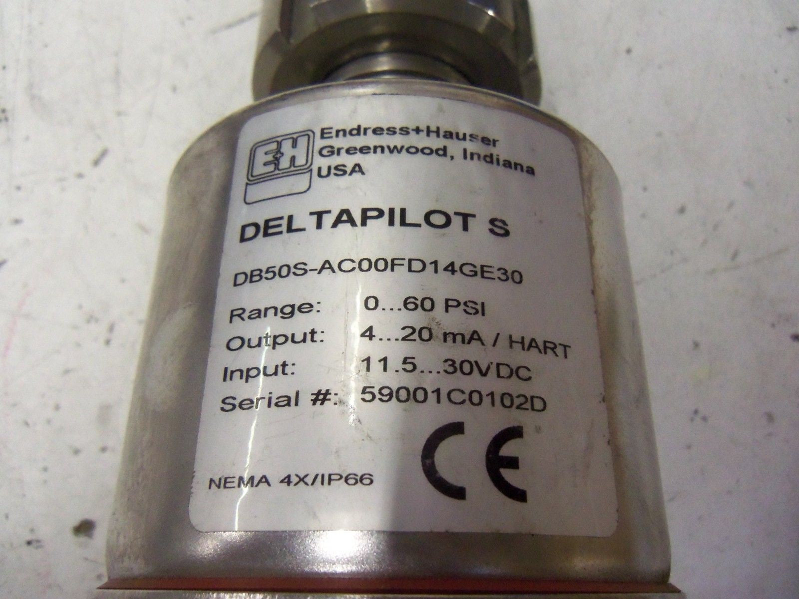 ENDRESS+HAUSER DELTAPILOT S DB50S-AC00FD14GE30 LEVEL SENSOR *USED*
