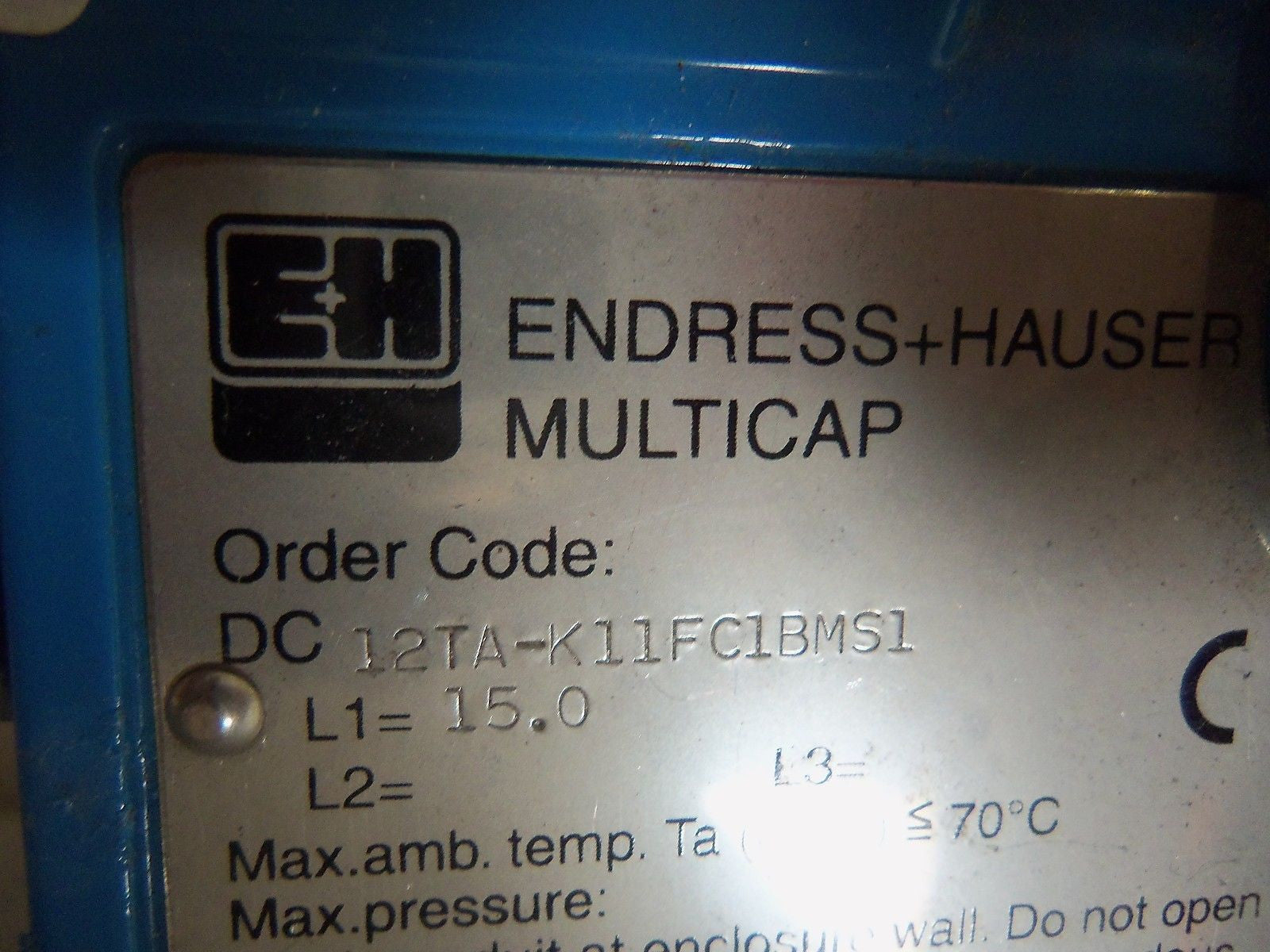 ENDRESS+HAUSER MULTICAP DC12TA-K11FC1BMS1 LEVEL PROBE *USED*