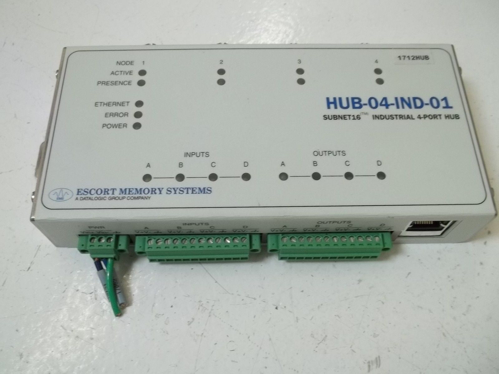 ESCORT MEMORY SYSTEMS HUB-04-IND-01 *USED *