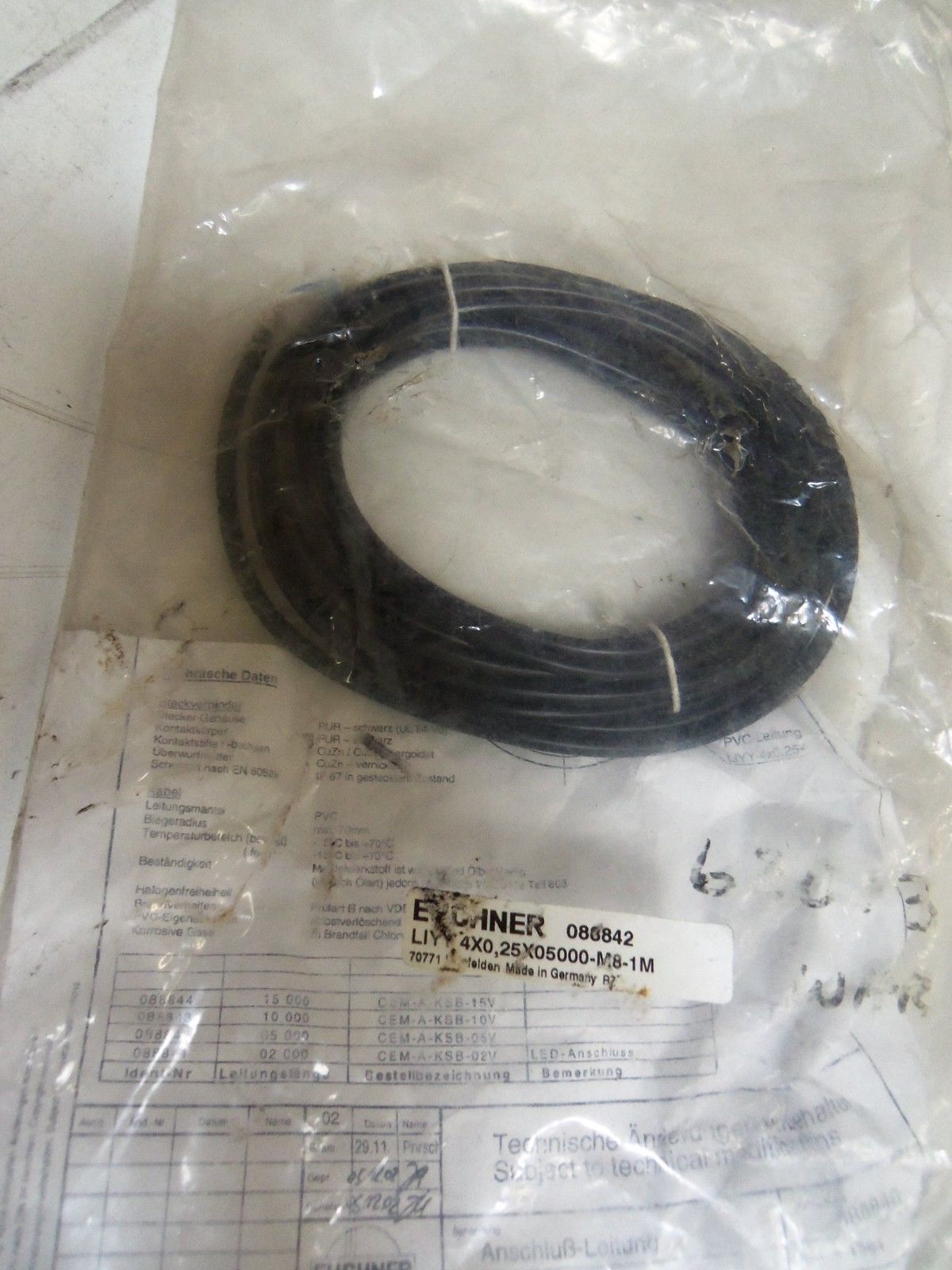 EUCHNER LIYY4X0,25X05000-M8-1M * NEW IN BAG*