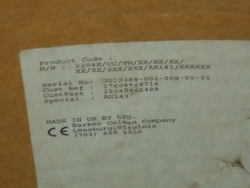 EUROTHERM CONTROLS 2204E/CC/VH/XX/XX/XX/XX/XX/2XX/XXX