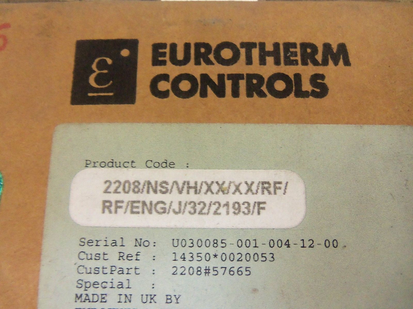 EUROTHERM CONTROLS 2208/NS/VH/XX/XX/RF/RF/ENG/J/32/2193/F *NEW IN BOX*