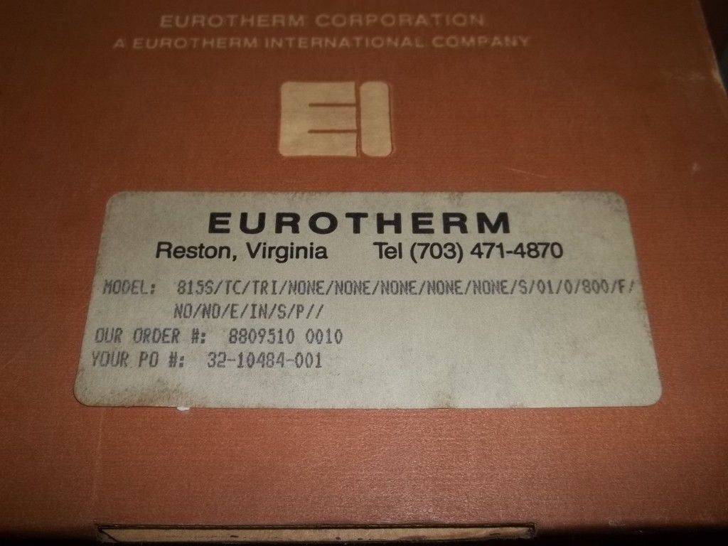EUROTHERM CONTROLS 815S/TC/TRI/NONE/NONE/NONE/NONE/NONE/S/01/0/800/F/N0/N0/E/IN/
