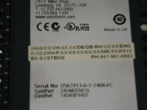 EUTOTHERM CONTROLS 2404/CC/VH/XX/XX/DB/DB/RHXX/XX/ENG