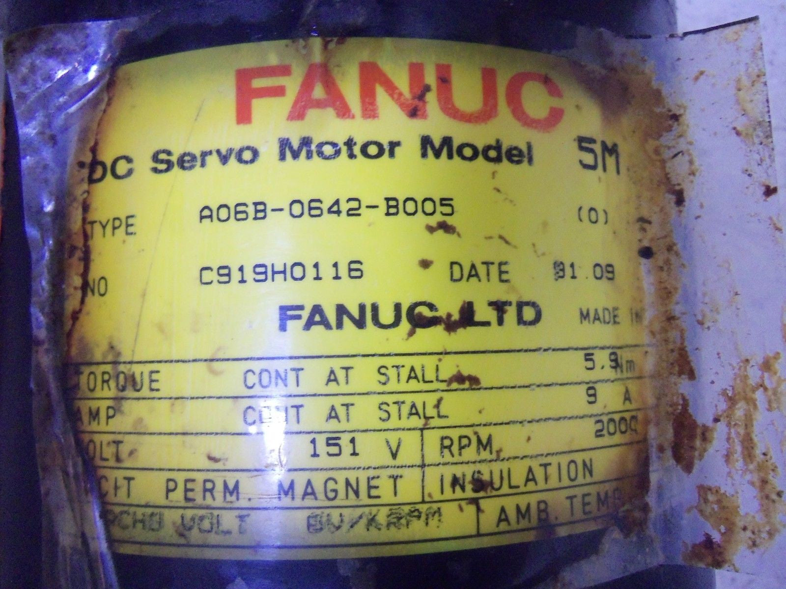 FANUC A06B-0642-B005 SERVO MOTOR *USED*