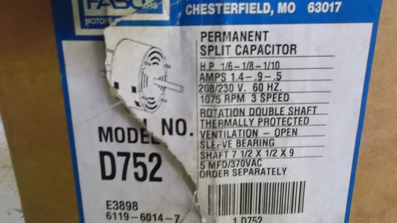 FASCO U26B1 MOTOR *USED*