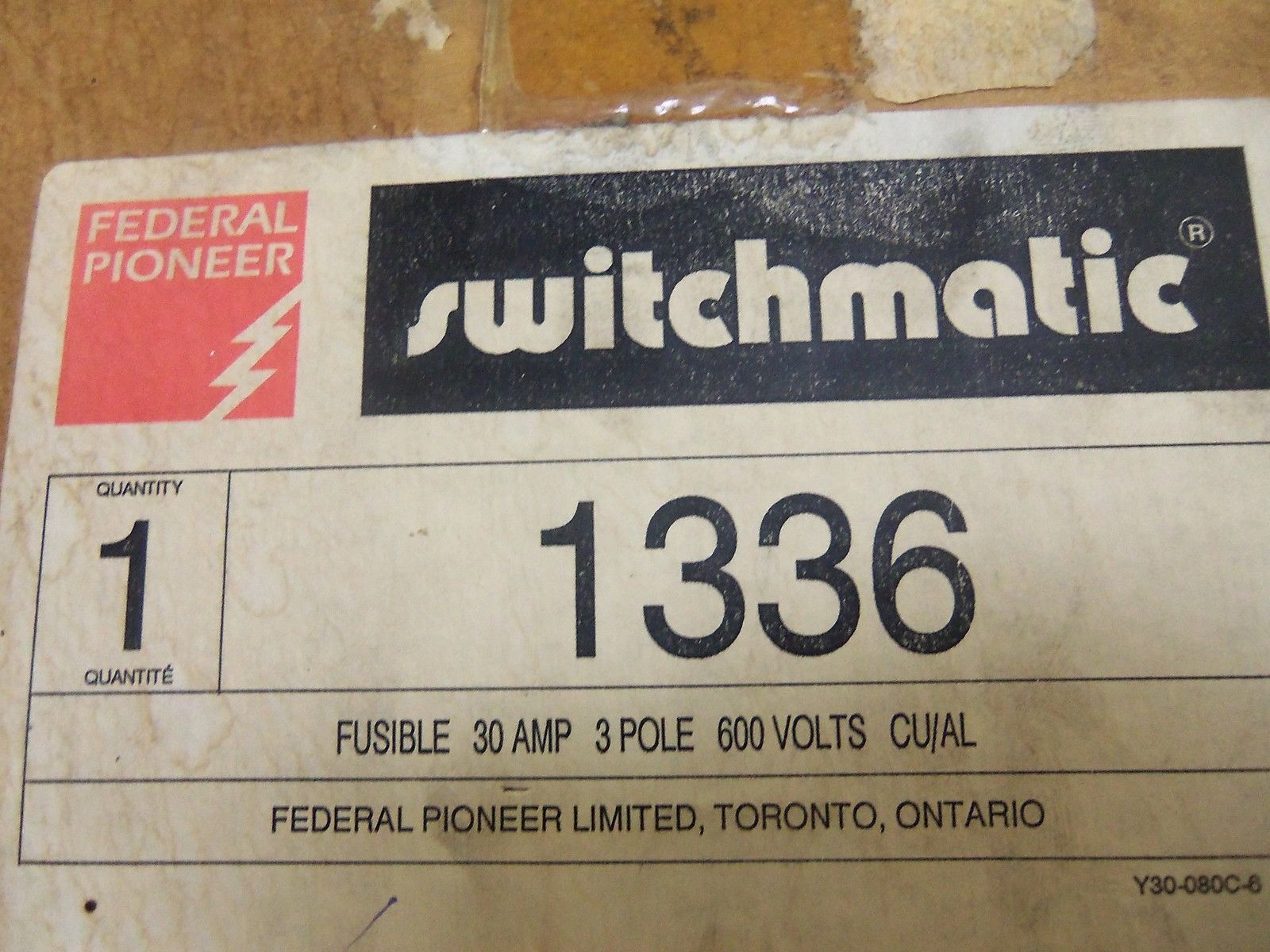 FEDERAL PIONEER 1336 DISCONNECT SWITCH *NEW IN BOX*
