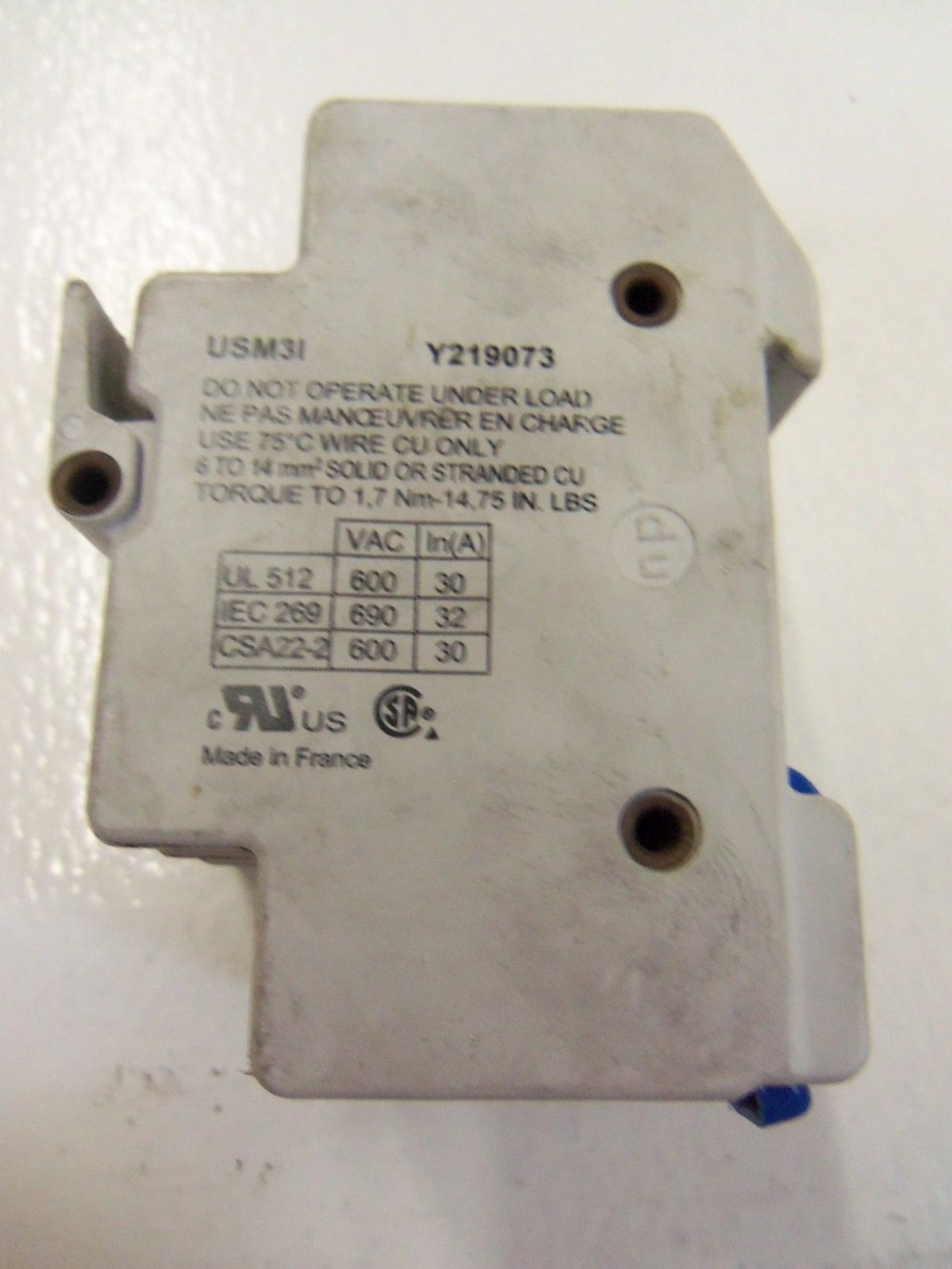 FERRAZ SHAWMUT USM3I FUSE HOLDER 600V *USED*