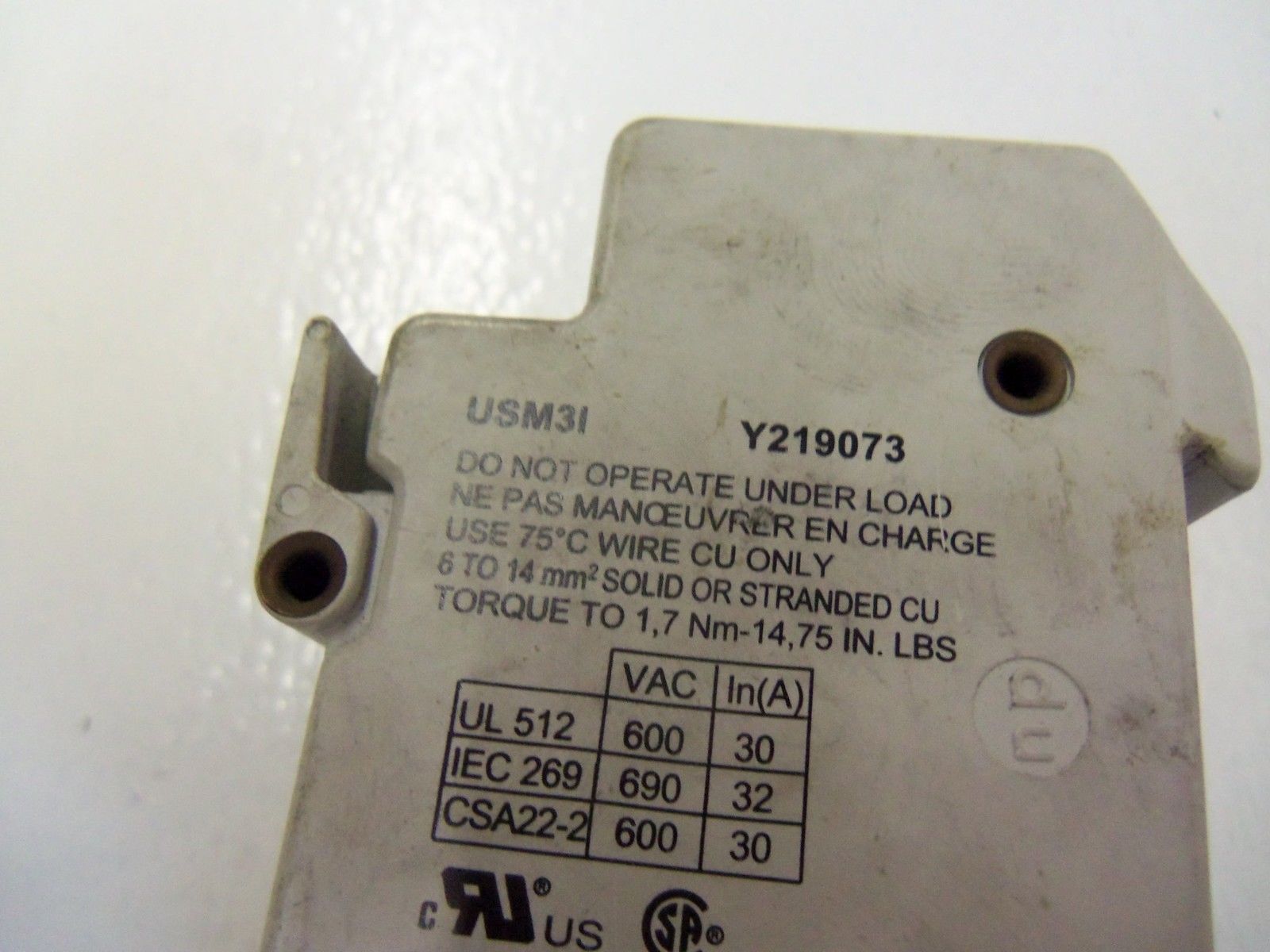 FERRAZ SHAWMUT USM3I FUSE HOLDER 600V *USED*