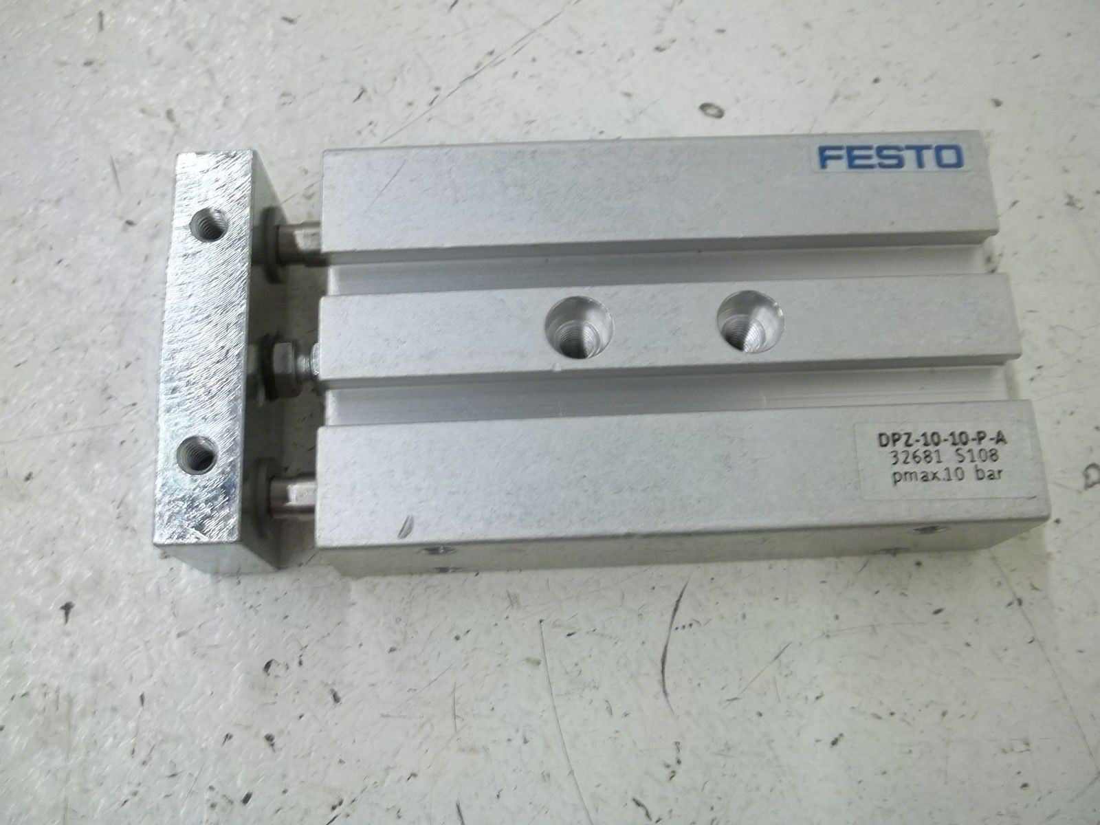 FESTO DPZ-10-10-P-A TWIN PISTOL PNEUMATIC CYLINDER *USED*